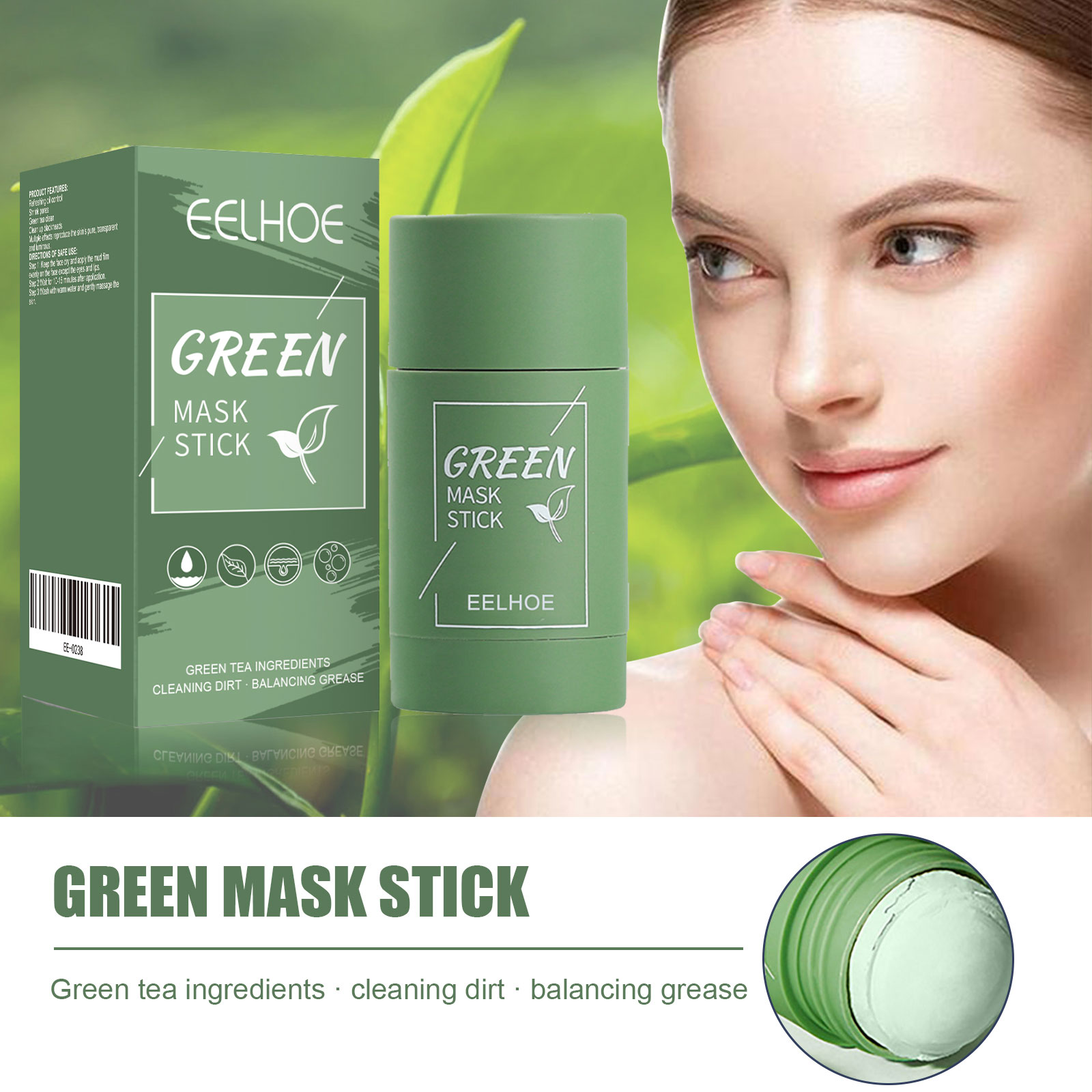 Green Tea Cleansing Clay Mask - Твердая маска-стик с зеленым чаем -