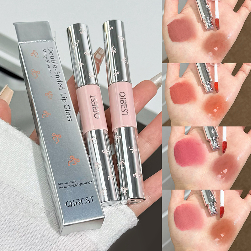 Matte Velvet Lip Tint Long Lasting - QIBEST Двусторонняя матовая бархатистая жидкая помада